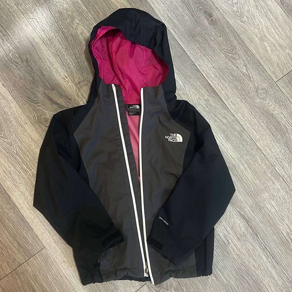 The North Face Dryvent Black & Pink Full Zip Lightweight Jacket girls XS